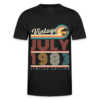 Né en 1983 en juillet - T-shirt sport Homme - noir - Devant - AI Model Male 178 dark (178cm)
