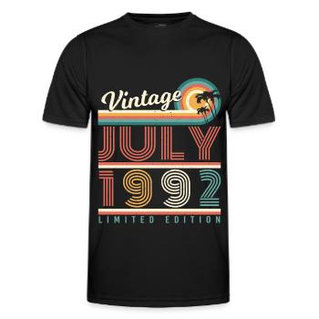 30 years July 1992 - Men's Functional T-Shirt - black - Front - AI Model Male 178 dark (178cm)