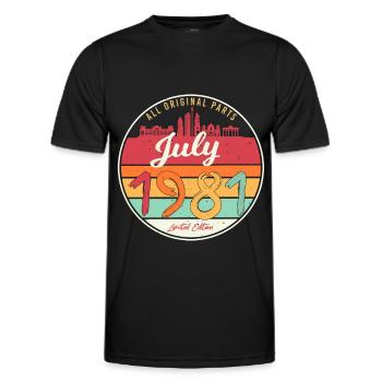 All original 1981 in July - Men's Functional T-Shirt - black - Front - AI Model Male 178 dark (178cm)