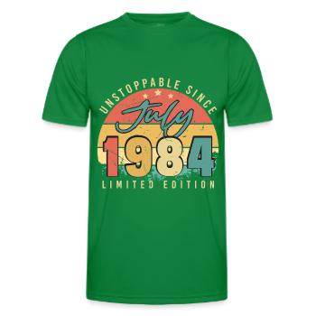 Année de construction 1984 en juillet - T-shirt sport Homme - vert - Devant - AI Model Male 178 dark (178cm)