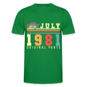 Born in July 1981 - Men's Functional T-Shirt - kelly green - Front - AI Model Male 178 dark (178cm)
