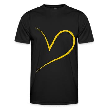 Simpeles Halbes Gelbes Herz - Männer Funktions-T-Shirt - Schwarz - Vorne - AI Model Male 178 dark (178cm)