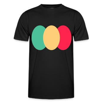 Trois ovales - Vert-Jaune - Rouge - T-shirt sport Homme - noir - Devant - AI Model Male 178 dark (178cm)