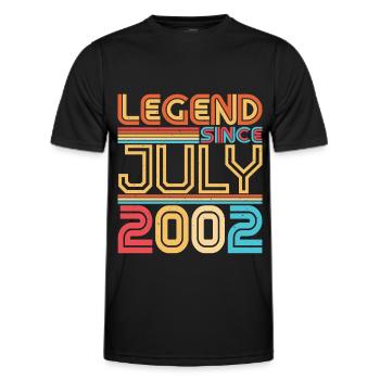 20 years in July 2002 - Men's Functional T-Shirt - black - Front - AI Model Male 178 dark (178cm)
