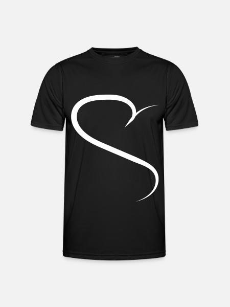 Half Heart White Design - Men's Functional T-Shirt - black