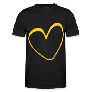 Gelbes Herz Simpel Design - Männer Funktions-T-Shirt - Schwarz - Vorne - AI Model Male 178 dark (178cm)
