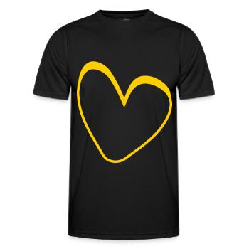 Gelbes Herz Simpel Design - Männer Funktions-T-Shirt - Schwarz - Vorne - AI Model Male 178 dark (178cm)