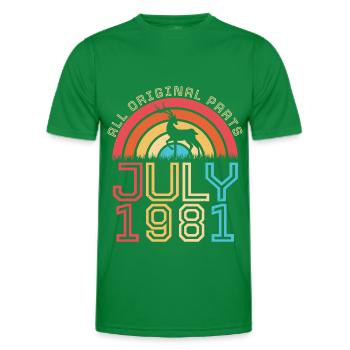 Born in July 1981 - Men's Functional T-Shirt - kelly green - Front - AI Model Male 178 dark (178cm)