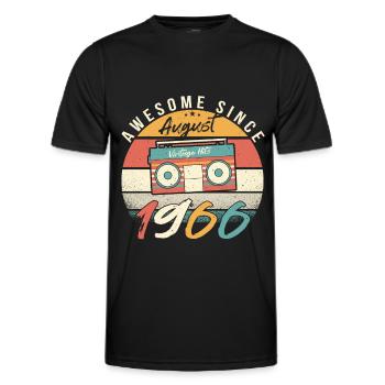 August 1966 Birthday greeting - Men's Functional T-Shirt - black - Front - AI Model Male 178 dark (178cm)