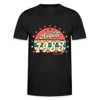 Né en août 1983 - T-shirt sport Homme - noir - Devant - AI Model Male 178 dark (178cm)