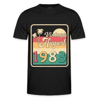 Birthday greeting for August 1983 - Men's Functional T-Shirt - black - Front - AI Model Male 178 dark (178cm)
