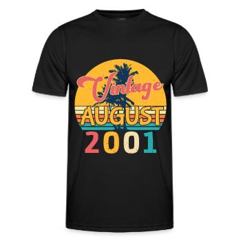 Year of birth 2001 in August - Men's Functional T-Shirt - black - Front - AI Model Male 178 dark (178cm)