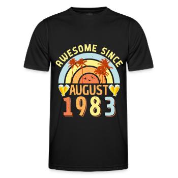 Birthday greeting for August 1983 - Men's Functional T-Shirt - black - Front - AI Model Male 178 dark (178cm)