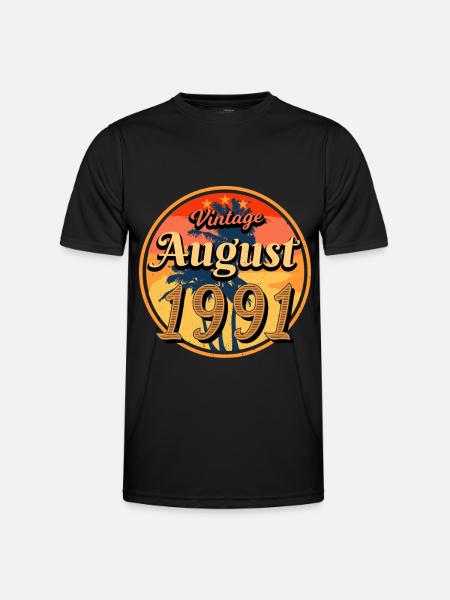 1991 Août Anniversaire Salutations - T-shirt sport Homme - noir