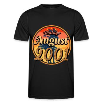 Year of birth 2001 in August - Men's Functional T-Shirt - black - Front - AI Model Male 178 dark (178cm)