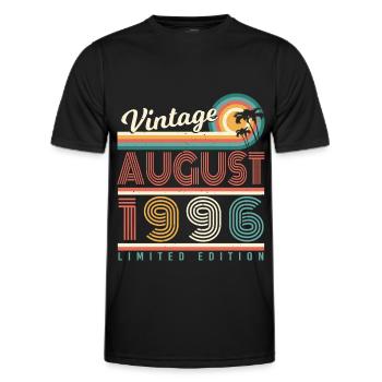 Year of construction 1996 August - Men's Functional T-Shirt - black - Front - AI Model Male 178 dark (178cm)