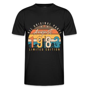 August 1983 Birthday greeting - Men's Functional T-Shirt - black - Front - AI Model Male 178 dark (178cm)