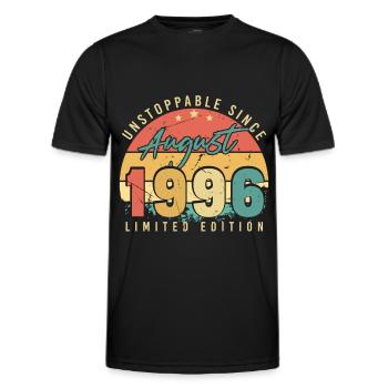 Birthday Greeting For August 1996 - Men's Functional T-Shirt - black - Front - AI Model Male 178 dark (178cm)
