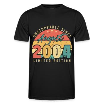 2004 Finally of legal age in August - Men's Functional T-Shirt - black - Front - AI Model Male 178 dark (178cm)