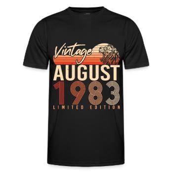 Birthday greeting for August 1983 - Men's Functional T-Shirt - black - Front - AI Model Male 178 dark (178cm)