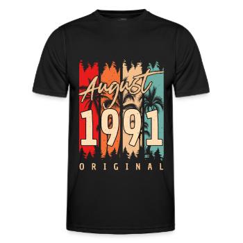 Année de construction 1991 en août - T-shirt sport Homme - noir - Devant - AI Model Male 178 dark (178cm)