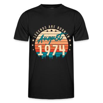 1974 In August birthday greeting - Men's Functional T-Shirt - black - Front - AI Model Male 178 dark (178cm)