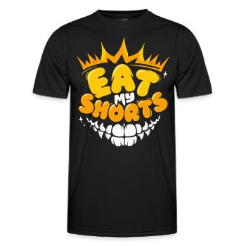 Eat my shorts funny short Video with Teeth mouth - Männer Funktions-T-Shirt - Schwarz - Vorne - AI Model Male 178 dark (178cm)