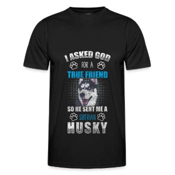 Chien de race husky chien de race - T-shirt sport Homme - noir - Devant - AI Model Male 178 dark (178cm)