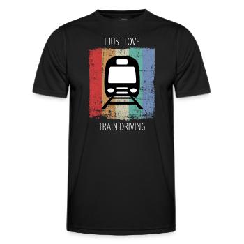 Train Railway Railroad Worker Trains Train Driver - Men's Functional T-Shirt - black - Front - AI Model Male 178 dark (178cm)