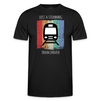 Train Railway Railroad Worker Trains Train Driver - Men's Functional T-Shirt - black - Front - AI Model Male 178 dark (178cm)