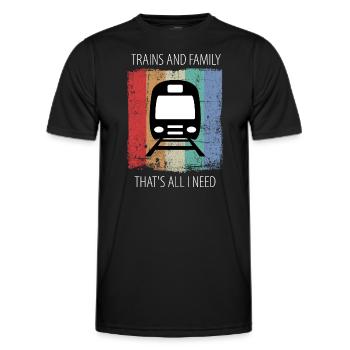 Train Railway Railroad Worker Trains Train Driver - Men's Functional T-Shirt - black - Front - AI Model Male 178 dark (178cm)