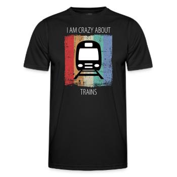 Train Railway Railroad Worker Trains Train Driver - Men's Functional T-Shirt - black - Front - AI Model Male 178 dark (178cm)