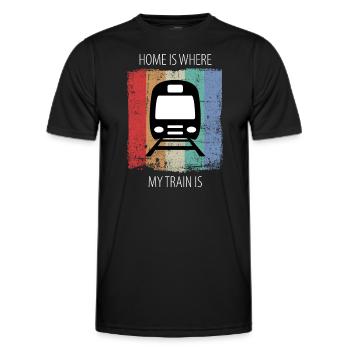 Train Railway Railroad Worker Trains Train Driver - Men's Functional T-Shirt - black - Front - AI Model Male 178 dark (178cm)