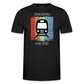 Train Railway Railroad Worker Trains Train Driver - Men's Functional T-Shirt - black - Front - AI Model Male 178 dark (178cm)