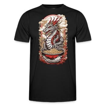 Aesthetic Ramen Drache Japan Wave Food Art Design - Männer Funktions-T-Shirt - Schwarz - Vorne - AI Model Male 178 dark (178cm)