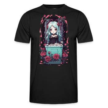 Anime Goth Chibi Vampire egirl Kawaii Design - Men's Functional T-Shirt - black - Front - AI Model Male 178 dark (178cm)