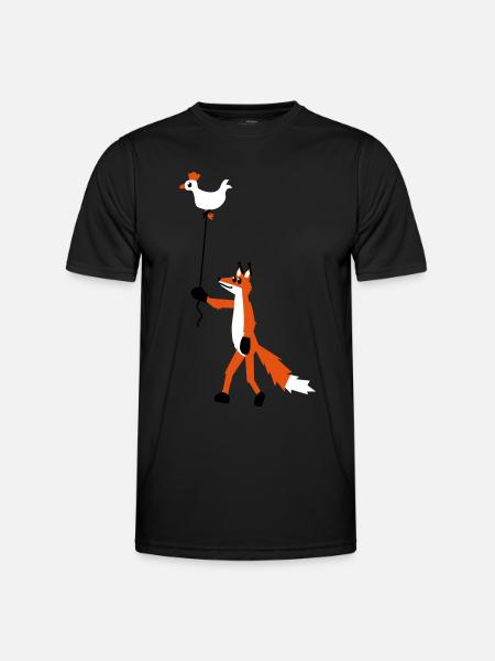 Fuchs und Henne - Männer Funktions-T-Shirt - Schwarz
