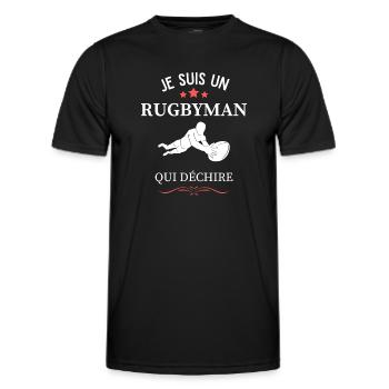 Je suis un rugbyman qui déchire - T-shirt sport Homme - noir - Devant - AI Model Male 178 dark (178cm)