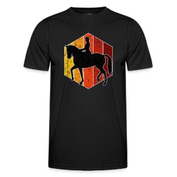 Dressage Cavalier de dressage Cheval d’équitation - T-shirt sport Homme - noir - Devant - AI Model Male 178 dark (178cm)