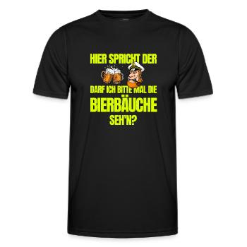 Hier spricht der Kapitän...Bierbäuche seh'n? - Männer Funktions-T-Shirt - Schwarz - Vorne - AI Model Male 178 dark (178cm)