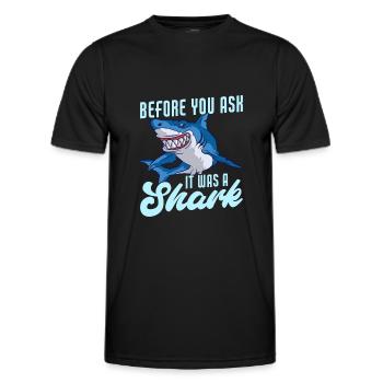 C’était un drôle de requin chirurgie prothétique amputée - T-shirt sport Homme - noir - Devant - AI Model Male 178 dark (178cm)