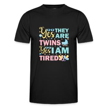 Funny Twin Parents Twin Mother Father Matching - Männer Funktions-T-Shirt - Schwarz - Vorne - AI Model Male 178 dark (178cm)