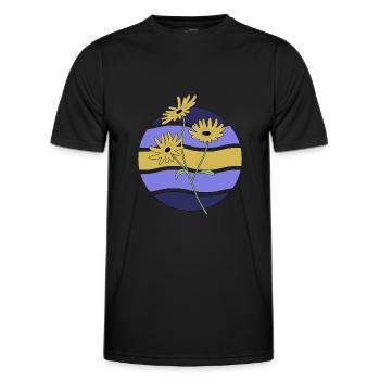 Minimal Blume Wellen Muster Urlaub Ferien Sommer - Männer Funktions-T-Shirt - Schwarz - Vorne - AI Model Male 178 dark (178cm)
