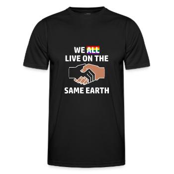 Humanité Tolérance Paix Égalité des droits - T-shirt sport Homme - noir - Devant - AI Model Male 178 dark (178cm)
