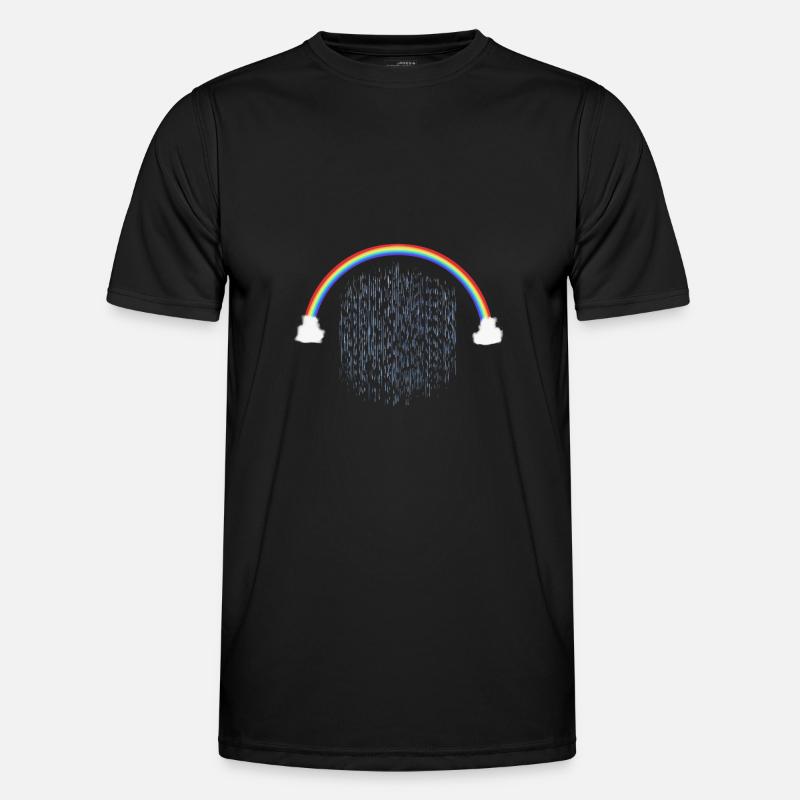 Rainbow with Rain Drops Pattern - Men's Functional T-Shirt - black