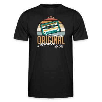 September 1958 geboren Vintage Geburtstag Retro - Männer Funktions-T-Shirt - Schwarz - Vorne - AI Model Male 178 dark (178cm)