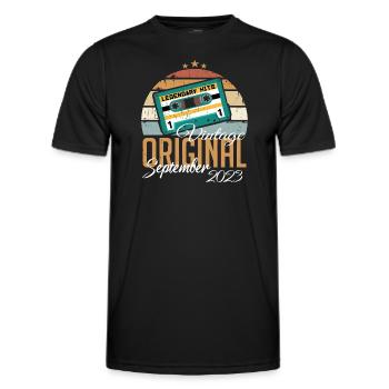 September 2023 born Vintage Birthday Retro - Men's Functional T-Shirt - black - Front - AI Model Male 178 dark (178cm)