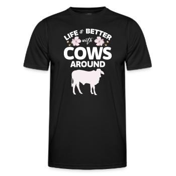 Vache Éleveur Bovins Nature - T-shirt sport Homme - noir - Devant - AI Model Male 178 dark (178cm)