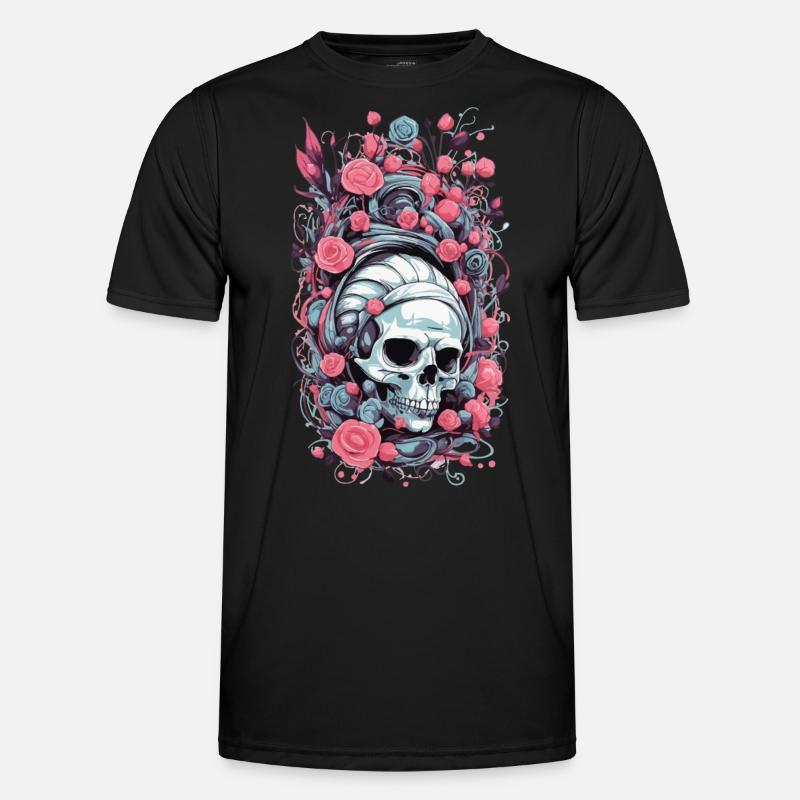 Pastel Goth Weirdcore Roses Skull Occult Design Men's Functional T-Shirt