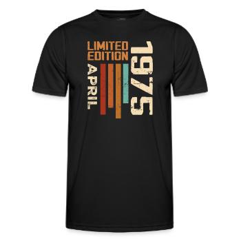 Geboren im April 1975 Geburtstagsgeschenk 1975 Retro - Männer Funktions-T-Shirt - Schwarz - Vorne - AI Model Male 178 dark (178cm)